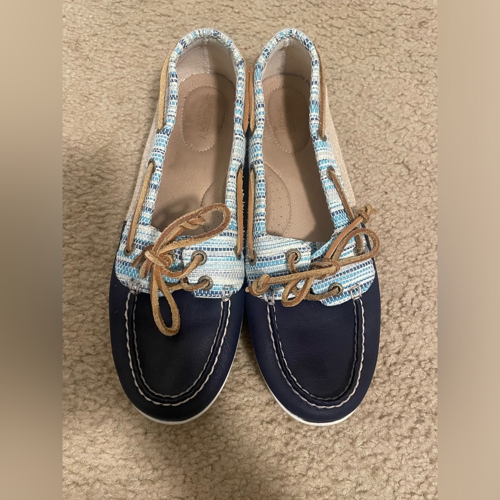 Blue and Tan Sperry Boat Shoes Size 9.5